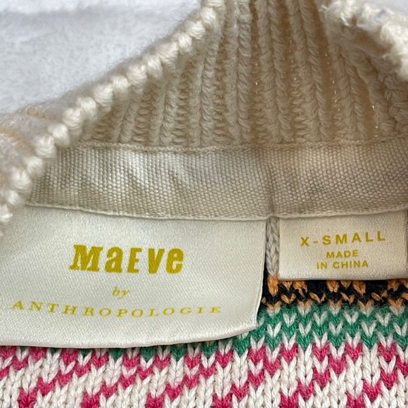 Anthropologie Maeve Ashbury Knit Cardigan Womens XS Multicolor Stripe Open Front - Picture 8 of 12